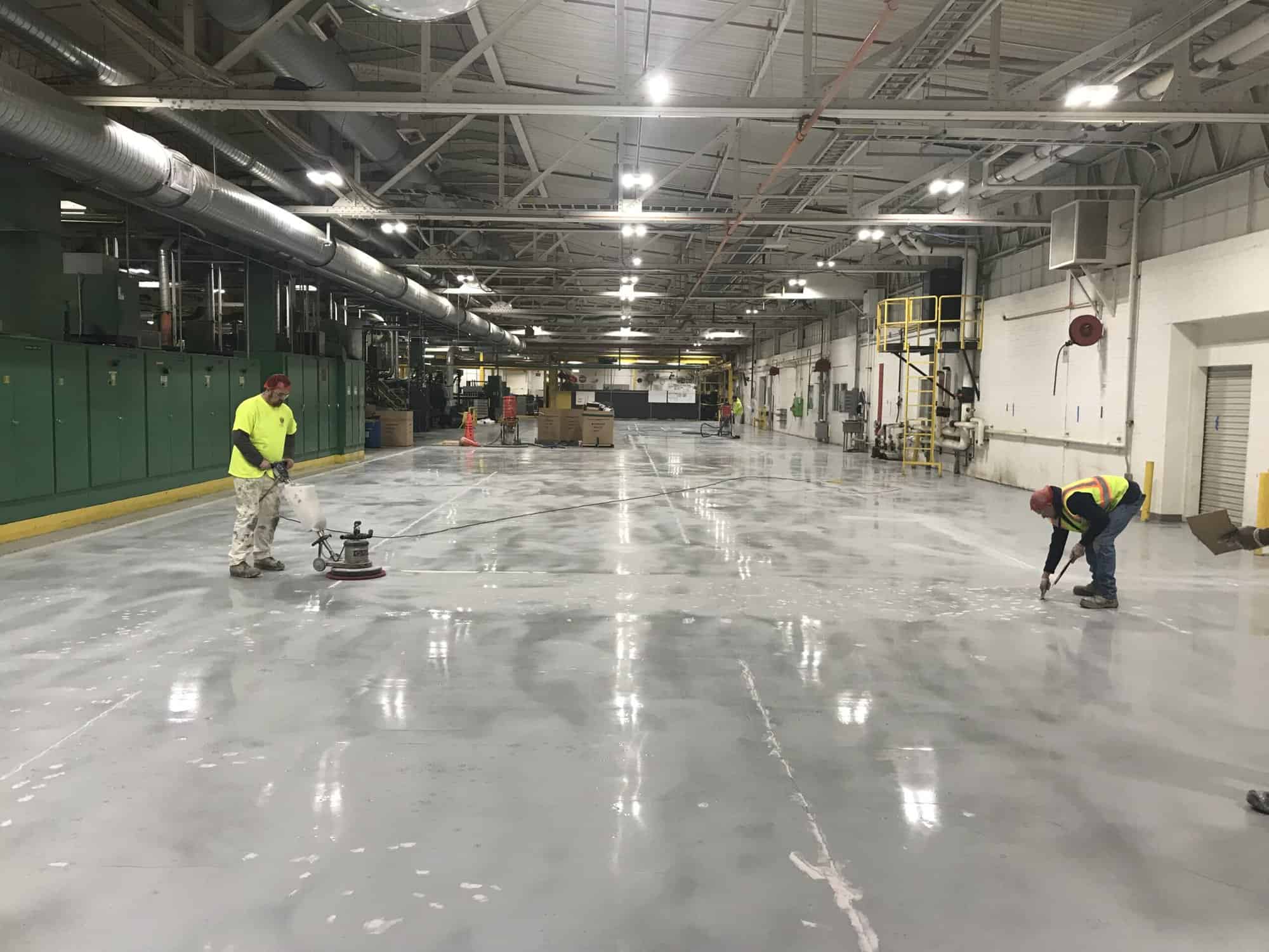 Floor prep and burnishing in a plant