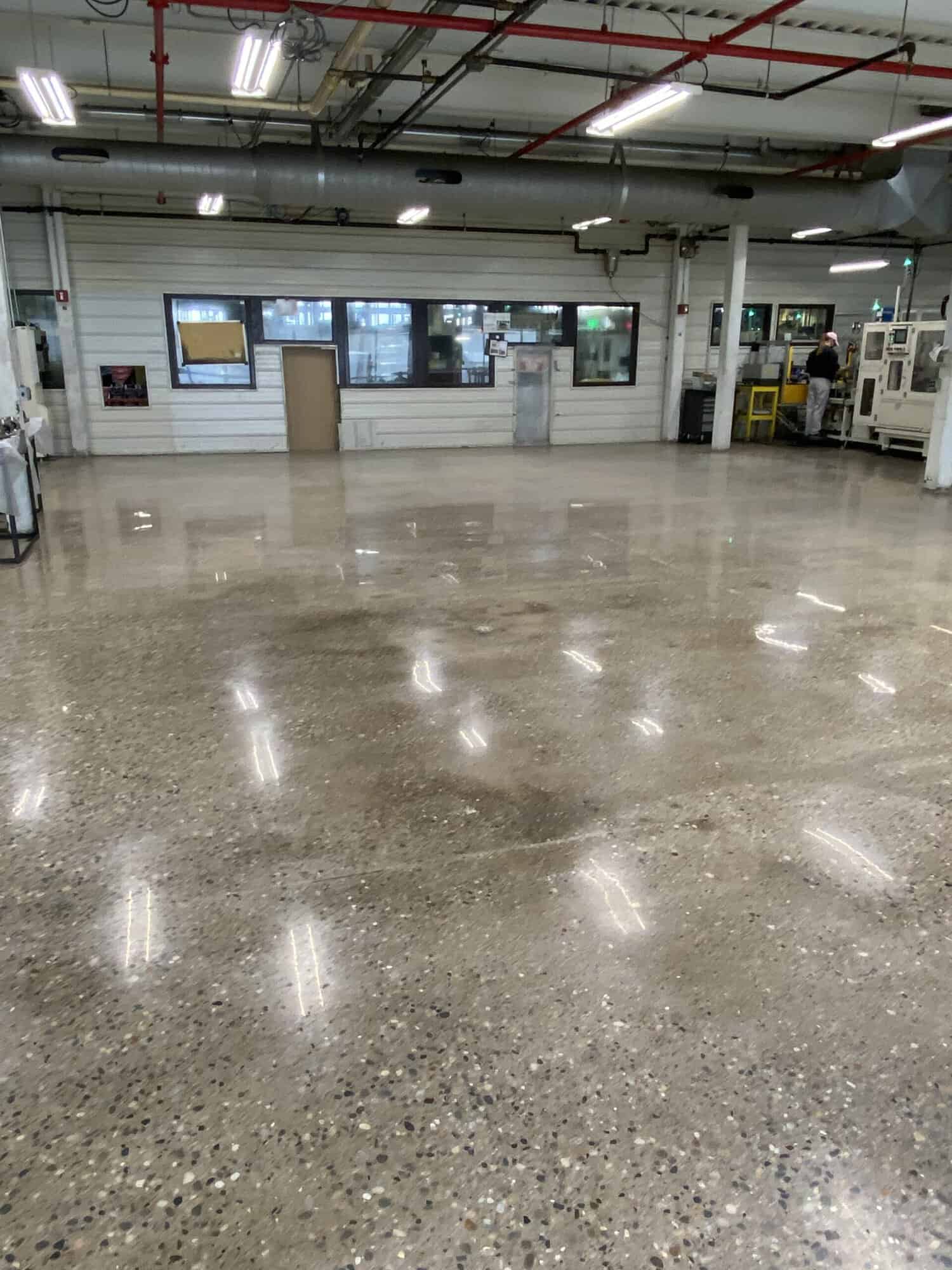 Polished concrete floor in a commercial facility